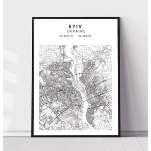 Kyiv Map Print | Kyiv Ukraine Map Print | Kyiv Ukraine Map Decor Canvas Print