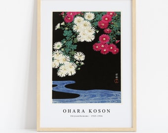 Ohara Koson Print Download Digital File - Chrysanthemums (1925-1936) Wall Art, Frame TV Art Prints, Wall Decor, Download