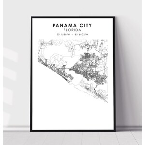 Panama City Map Print | Panama City Florida Map Print | Panama City Florida Map Decor Canvas Print