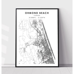 Ormond Beach Carte Imprimer | Ormond Beach Floride Carte Imprimer | Ormond Beach Floride Carte Décor Canvas Imprimer