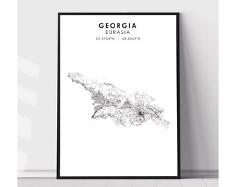 Georgia Map Print | Georgia Map Print | Georgia Map Decor Canvas Print