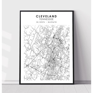 Cleveland Map Print | Cleveland Tennessee Map Print | Cleveland Tennessee Map Decor Canvas Print