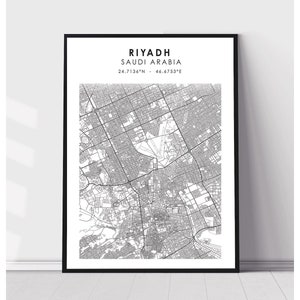 Riyadh Map Print | Riyadh Saudi Arabia Map Print | Riyadh Saudi Arabia Map Decor Canvas Print