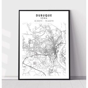 Dubuque Map Print | Dubuque Iowa Map Print | Dubuque Iowa Map Decor Canvas Print