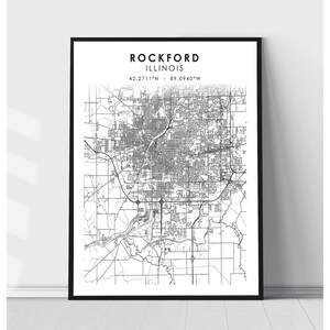 Rockford Map Print | Rockford Illinois Map Print | Rockford Illinois Map Decor Canvas Print