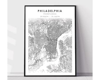 Philadelphia Map Print | Philadelphia Pennsylvania Map Print | Philadelphia Pennsylvania Map Decor Canvas Print