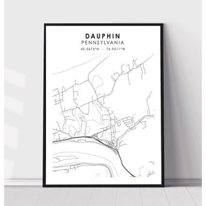 Dauphin Map Print | Dauphin Pennsylvania Map Print | Dauphin Pennsylvania Map Decor Canvas Print