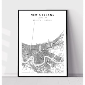 New Orleans Map Print | New Orleans Louisiana Map Print | New Orleans Louisiana Map Decor Canvas Print