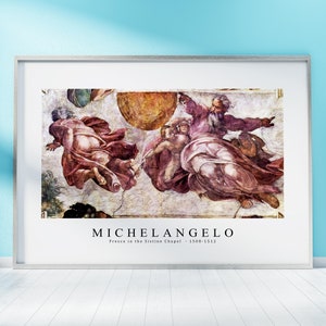 Michelangelo Print Download Digital File, Michelangelo - Fresco in the Sistine Chapel 1512 Wall Art, FrameTV Art Prints Monet Download Print