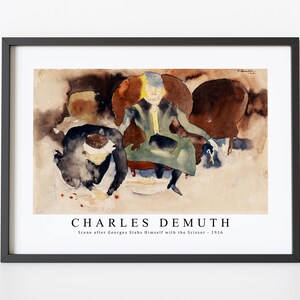 Charles Demuth Art Print | Scene after Georges Stabs Himself with the Scissor-1916 | Charles demuth Wall Art Decor