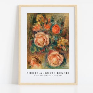 Pierre Auguste Renoir Print Download Digital File, Pierre Auguste Renoir - Bouquet of Roses 1900 Wall Art, FrameTV Art Download