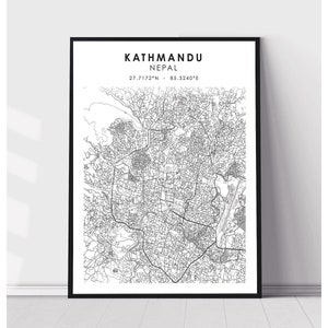 Kathmandu Map Print | Kathmandu Nepal Map Print | Kathmandu Nepal Map Decor Canvas Print