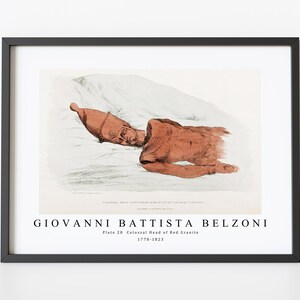 Giovanni Battista Belzoni Art Print | Plate 28  Colossal Head of Red Granite 1778-1823 | Giovanni Battista Belzoni Wall Art Decor