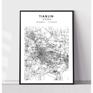 Tianjin Map Print | Tianjin China Map Print | Tianjin China Map Decor Canvas Print