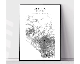 Alberta Map Print | Alberta Canada Map Print | Alberta Canada Map Decor Canvas Print