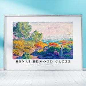 Henri Edmond Cross Print Download Digital File - Two Women by the Shore, 1896 Wall Art, Frame TV Art Prints, Wall Decor, Download
