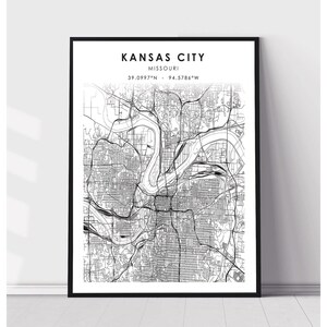 Kansas City Map Print | Kansas City Missouri Map Print | Kansas City Missouri Map Decor Canvas Print