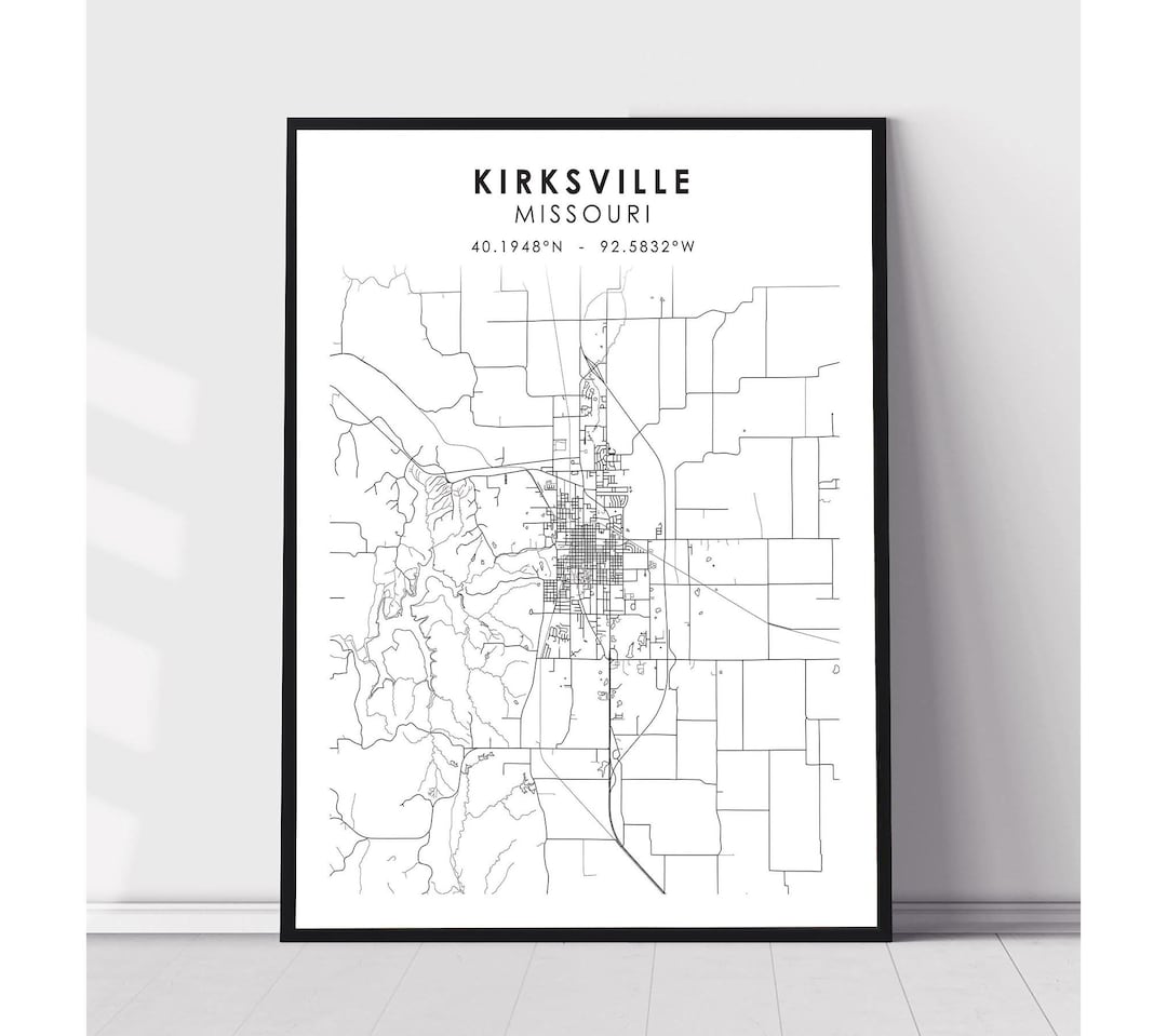 Kirksville Map Print Kirksville Missouri Map Print Kirksville Missouri Map Decor Canvas Print Etsy