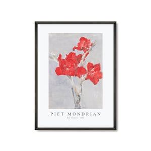 Piet Mondrian Art Print | Piet Mondrian-Red Gladioli 1906 | Piet Mondrian Wall Art Decor