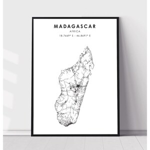 Madagascar City Map Print | Madagascar Africa Map Print | Madagascar Africa Map Decor Canvas Print