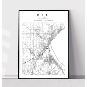 Duluth City Map Print | Duluth Minnesota Map Print | Duluth Minnesota Map Decor Canvas Print