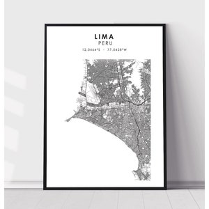 Lima Map Print | Lima Peru Map Print | Lima Peru Map Decor Canvas Print