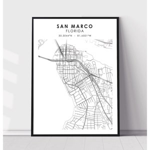 San Marco Map Print | San Marco Florida Map Print | San Marco Florida Map Decor Canvas Print