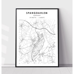 Spangdahlem Map Print | Spangdahlem Germany Map Print | Spangdahlem Germany Map Decor Canvas Print