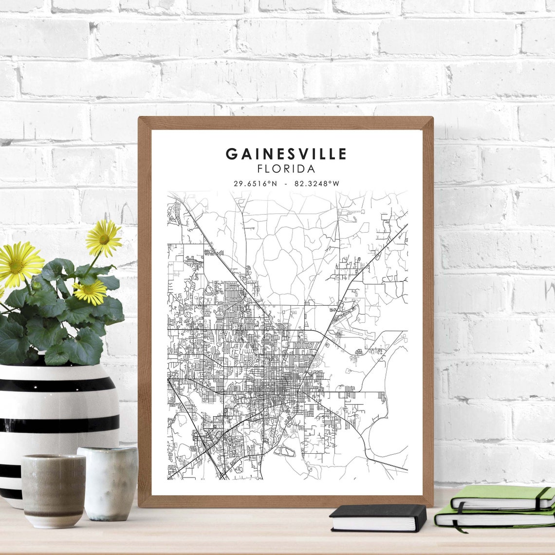 Gainesville Map Print Florida Map Art Poster Gainesville Etsy