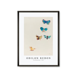 Odilon Redon Art Print| Odilon Redon Art Canvas | Odilon Redon-Five Butterflies 1912 | Odilon Redon Wall Art Decor