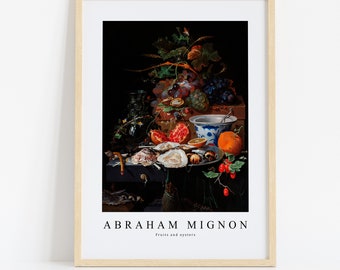 Abraham Mignon Print Download Digital File,  Abraham Mignon - Fruits and oysters Wall Art, FrameTV Art Download