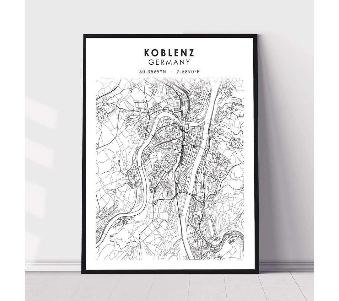 Koblenz Map Print Koblenz Germany Map Print Koblenz Germany Map Decor Canvas Print - Etsy
