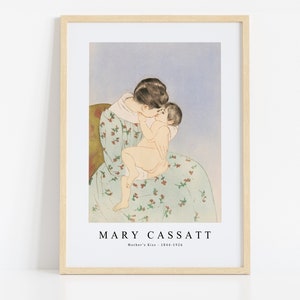 Pobierz wydruk Mary Cassatt Plik cyfrowy, Mary Cassatt - Mother’s Kiss 1844-1926 Sztuka ścienna, FrameTV Sztuka do pobrania