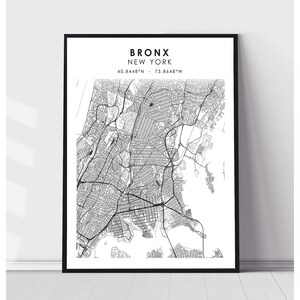 Bronx Map Print | Bronx New York Map Print | Bronx New York Map Decor Canvas Print