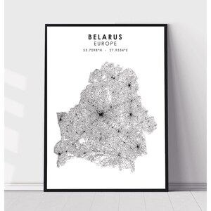 Belarus Map Print | Belarus Map Print | Belarus Map Decor Canvas Print