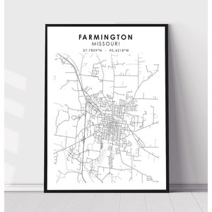 Farmington City Map Print | Farmington Missouri Map Print | Farmington Missouri Map Decor Canvas Print