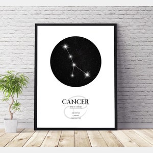 | d’impression du zodiaque du cancer Carte des étoiles de l’horoscope du cancer | signes astrologiques du cancer | | d’impression du signe d’astrologie du cancer Empreinte de la Constellation du Cancer