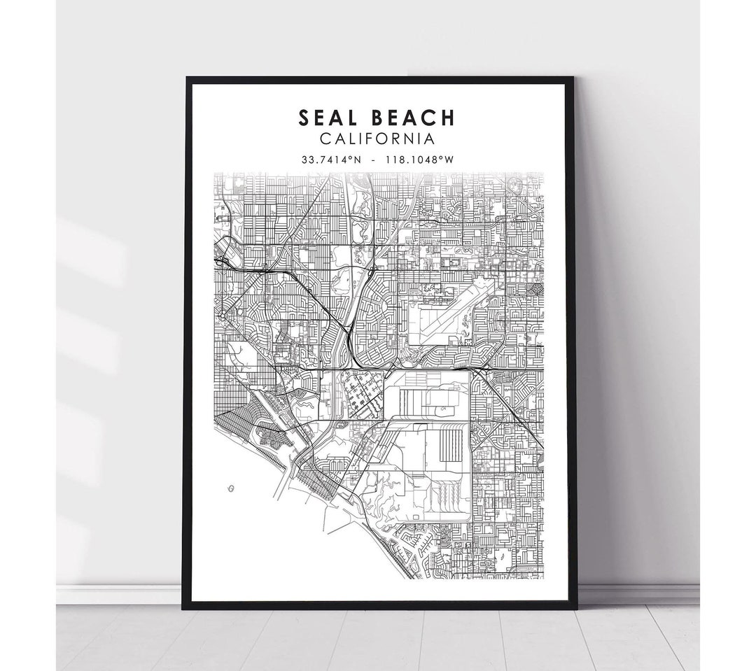 Seal Beach City Map Print Seal Beach California Map Print Seal