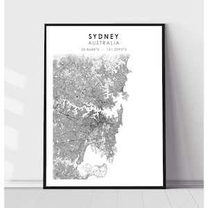 Sydney Map Print | Sydney Australia Map Print | Sydney Australia Map Decor Canvas Print