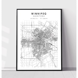 | d’impression de carte de Winnipeg | d’impression de la carte de Winnipeg Manitoba Winnipeg Manitoba Carte Décor Canvas Print