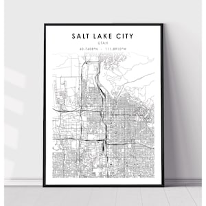 Salt Lake City Map Print | Salt Lake City Utah Map Print | Salt Lake City Utah Map Decor Canvas Print