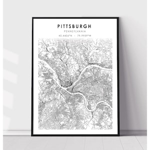 Pittsburgh Map Print | Pittsburgh Pennsylvania Map Print | Pittsburgh Pennsylvania Map Decor Canvas Print