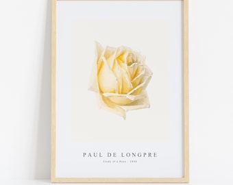 Paul de Longpre Print Download Digital File - Study of a Rose (ca. 1898) Wall Art, Frame TV Art Prints, Wall Decor, Download