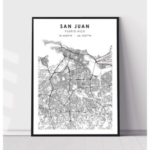 San Juan Map Print | San Juan Puerto Rico Map Print | San Juan Puerto Rico Map Decor Canvas Print