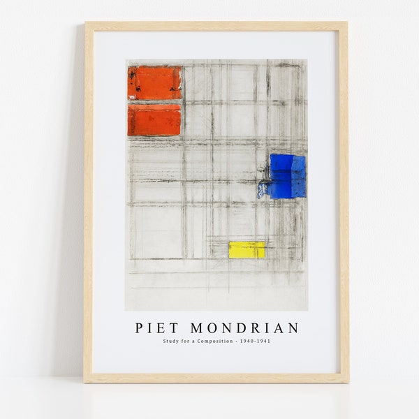 Piet Mondrian Print Download Digital File, Piet Mondrian - Study for a Composition 1940-1941 Wall Art, FrameTV Art Download