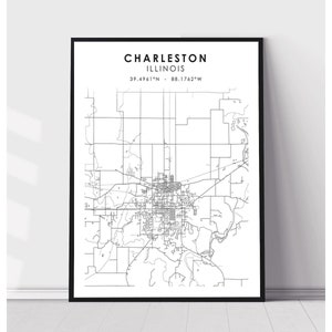 Charleston Map Print | Charleston Illinois Map Print | Charleston Illinois Map Decor Canvas Print