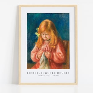 Pierre Auguste Renoir Print Download digitaal bestand, Pierre Aguste Renoir - Jean Renoir naaien 1899-1900 Wall Art, FrameTV Art Download