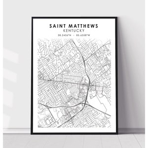 Saint Matthews City Map Print | Saint Matthews Kentucky Map Print | Saint Matthews Kentucky Map Decor Canvas Print