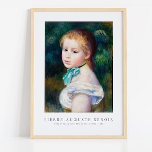Pierre Auguste Renoir Print Download digitaal bestand, Pierre Auguste Renoir - Hoofd van jong meisje 1885 Wall Art, FrameTV Art Download