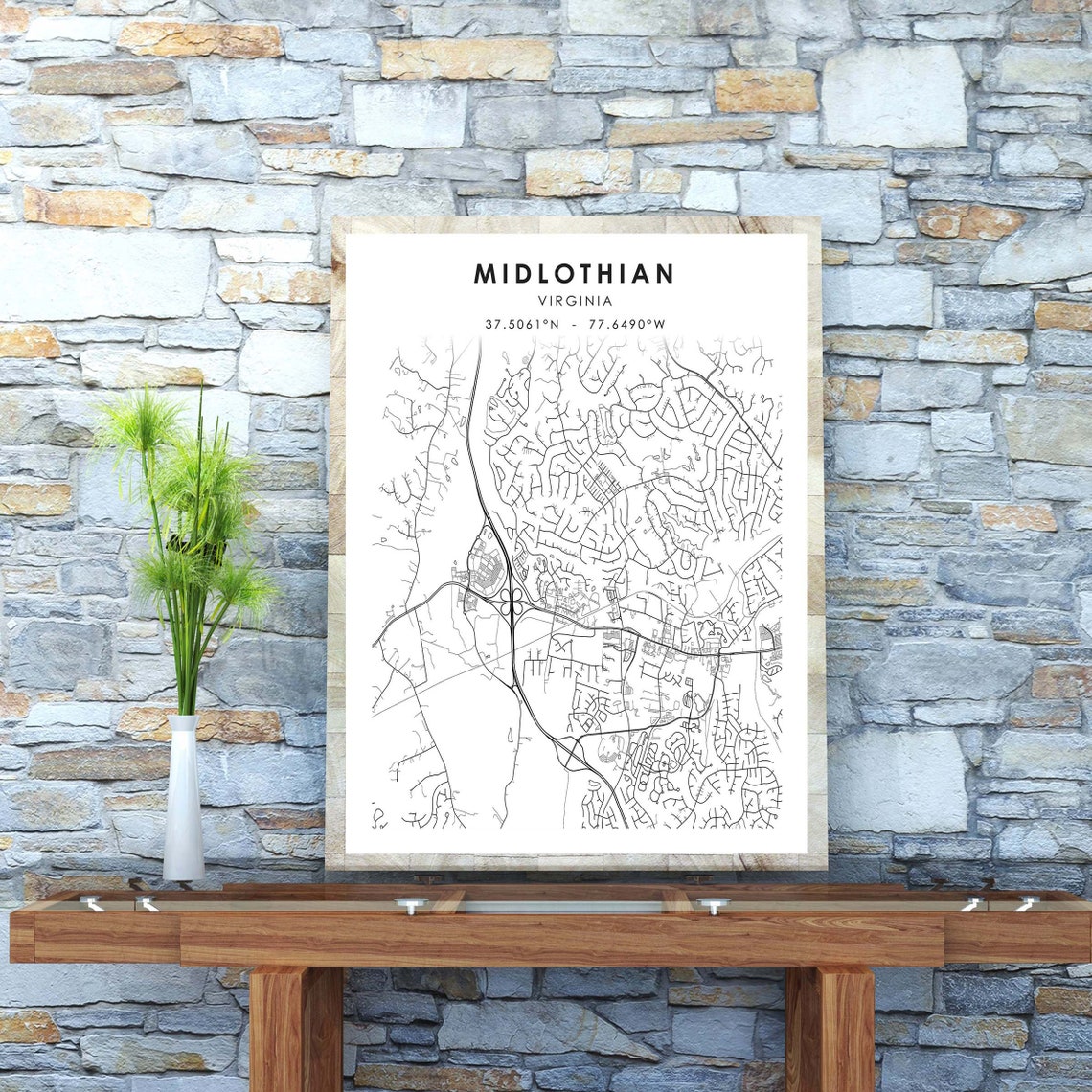 Midlothian Map Print Virginia Map Art Poster Midlothian  Etsy